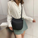 Solid Color Shoulder Handbags Leather Women Big Flap Crossbody Bags (Black)