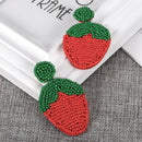 Bohemian Fruit Earrings Red Strawberry Beads Drop Earrings Women'S Jewelry