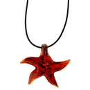 Murano Starfish Necklace Earrings Red