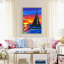 Full Drill Round Diamond Painting Sailboat Cross Stitch Embroidery Mosaic