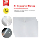 30pcs A4 Transparent PP File Folder Binder Bill Envelope Storage Bag Holder