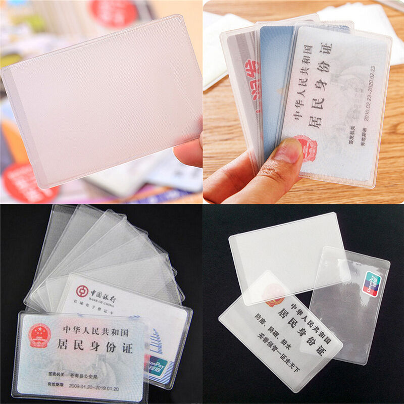 10X PVC Credit Card Holder Protect ID Card Business Card Cover Clear Frosted Z