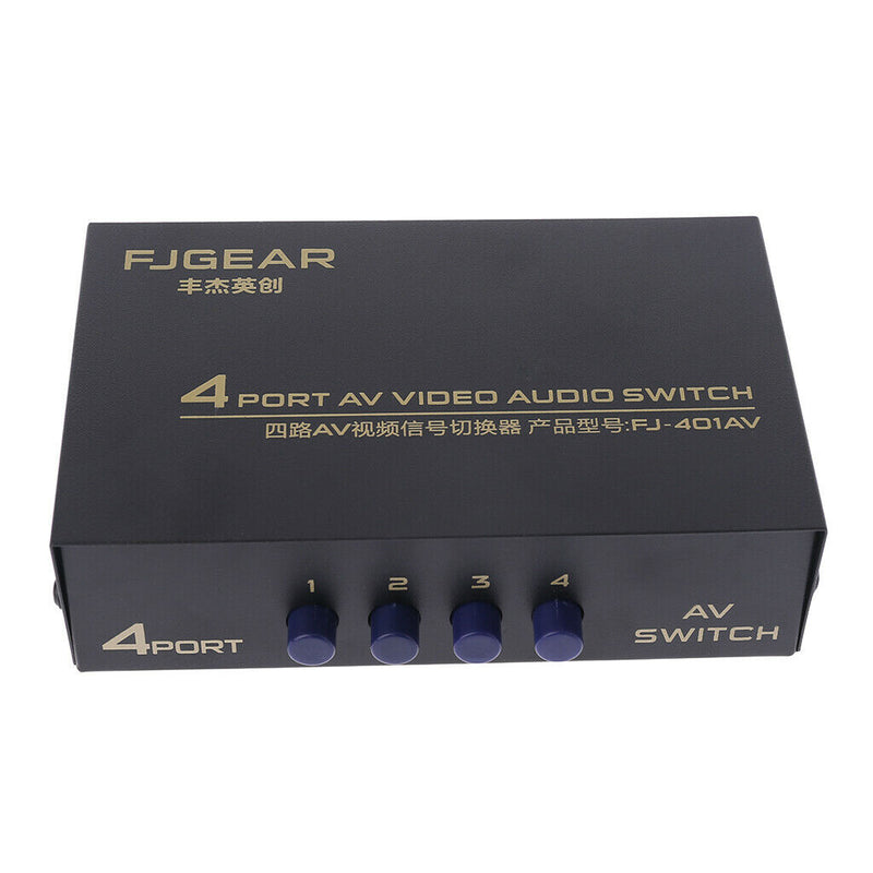 4 Port AV Audio Video RCA 4 Input 1 Output Switcher Switch Selector Splitter Box