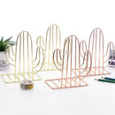 2PCS/Pair Creative Cactus Shaped Metal Bookends Book Support Stand Desk Org F6M1
