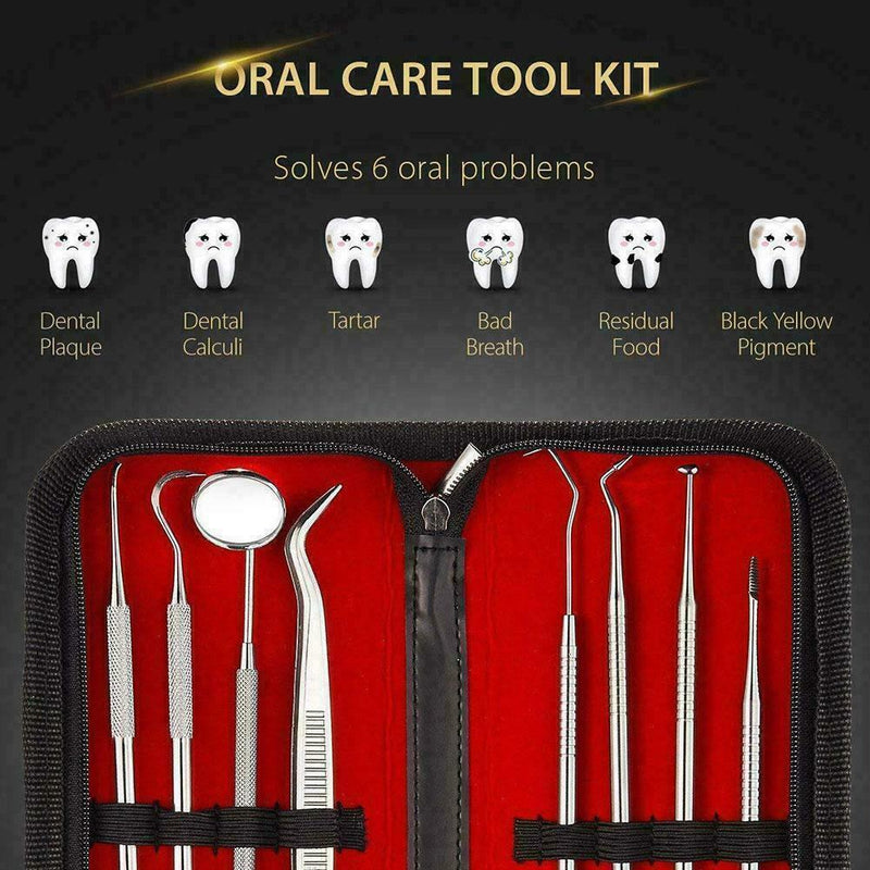 Professional Dental Oral Hygiene Kit 8 Tools Deep Cleaning Teeth Scaler Car K0A8