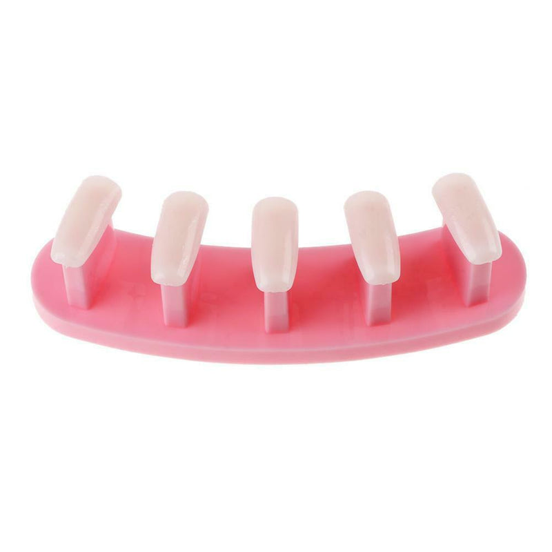 3 in 1 Nail Holder Practice Training Display Stand w/15pcs Nail Tips (Pink)