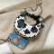 Women Animal Printed Crossbody Bag Crescent Chain Shoulder Handbag (Cow) A