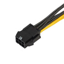 2pcs 6pin Female to Dual 8pin (6+2pin) Male Video Card Power Cable 20cm A