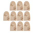 10Pieces Door Shape Wood Shapes Wooden Ornament Wood Cogs Ornament Hanging