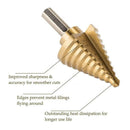 1X(5Pcs Titanium Step Drill Bit Set With Automatic Center Punch, 50 Sizes I