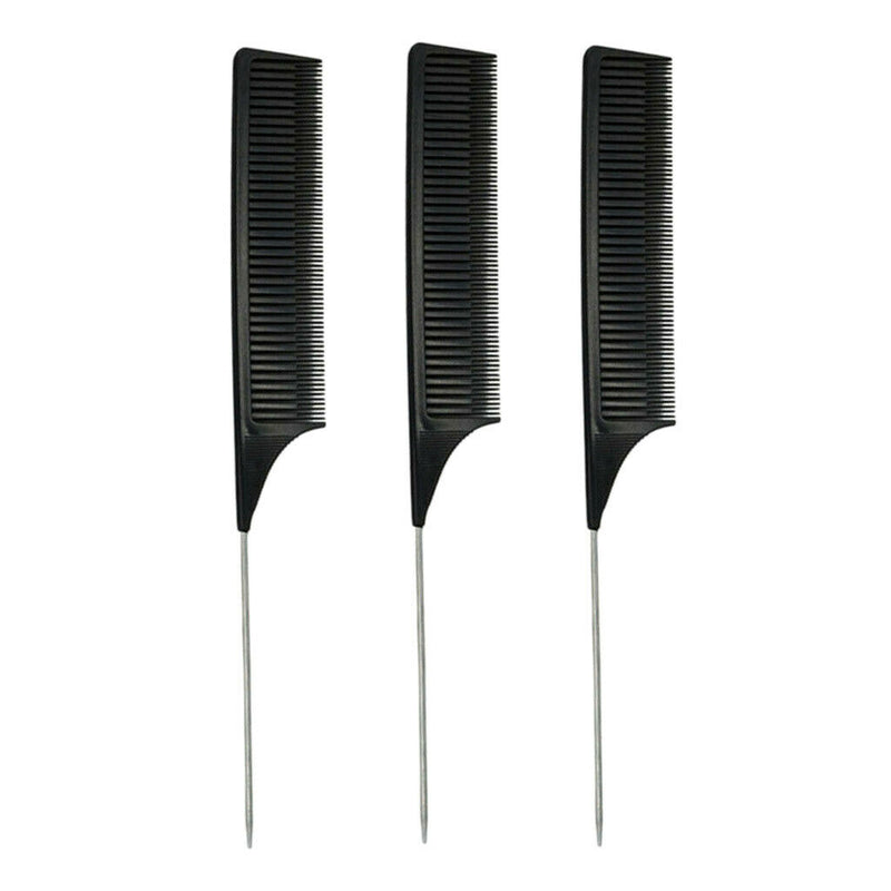 3x Black ABS Sectioning Weaving Highlighting Foiling Hair Comb Styling Combs