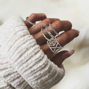 6pcs Punk Style Fashion Ring Arrow Hollow Knuckle Ring Unisex Retro Jewelry A