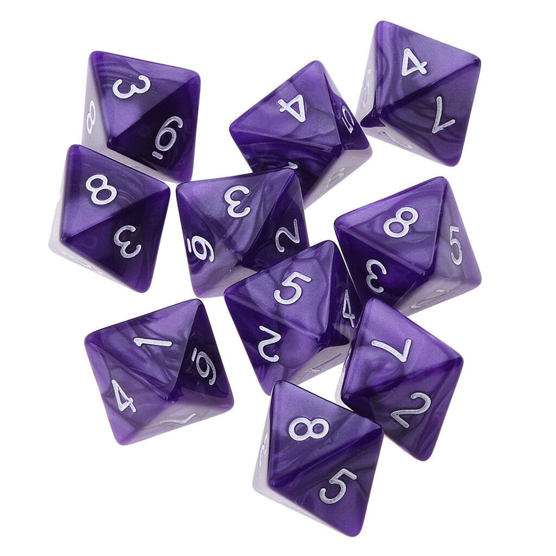 10pcs 8 Sided Dice D8 Polyhedral Dice for  Dice Purple