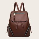 Women Drawstring Backpack Leather Travel Girls School Shoulder Bag (Brown) A