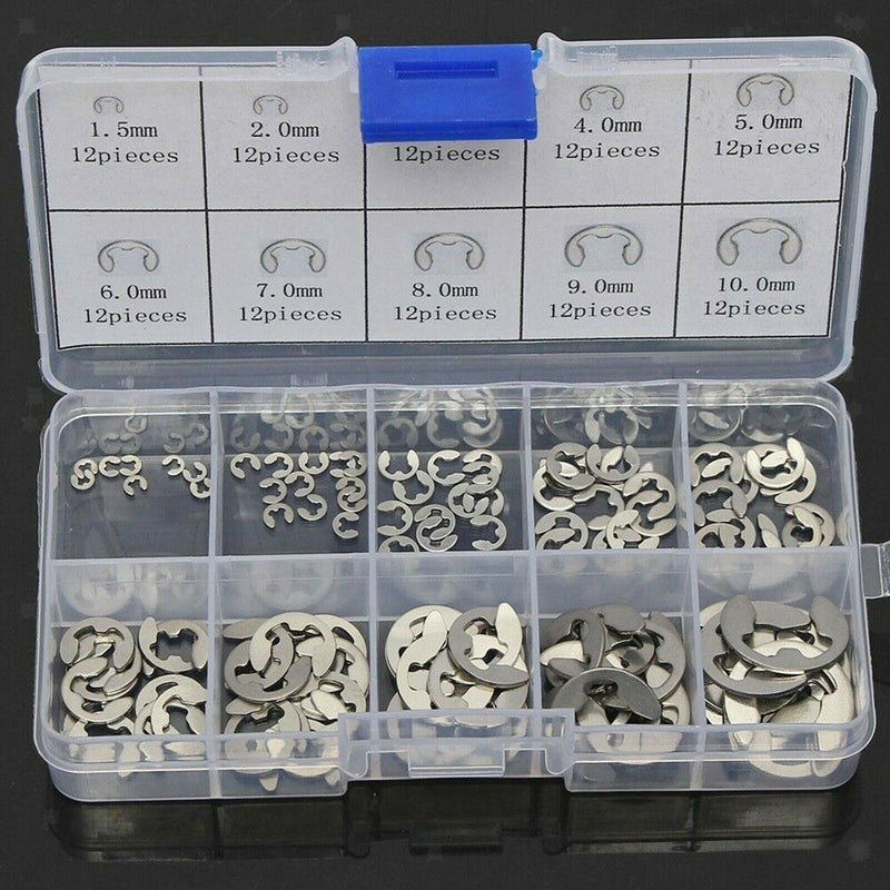 Stainless Steel E Clips Circlip Retaining  Kit 120pcs M1.5 Parts -
