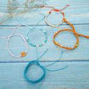 5pcs Colorful Weave Rope Bracelet Retro Sunflower Ethnic Bangles Jewelry