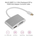 4Kx2K 1080P 2 in 1 Mini Displayport DP to HDMI VGA Adapter Converter Cable A
