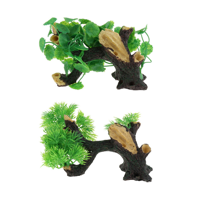 Green Terrarium Lifelike Plant Decorative Ornament for Reptiles Amphibians Fish