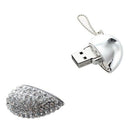 4GB 4G USB 2.0 Memory Stick Data Memory Stick Flash Drive Heart Pendant Sil