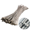 100PCS 4.6x300mm Stainless Steel Exhaust Wrap Coated Locking Cable Zip Ties A