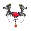 Neck Strap Gothic Collar Lace Big Flower Party Women Short Clavicle Necklace