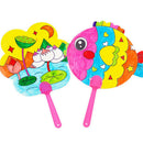 1Pc DIY kids coloring cartoon hand fan craft kindergarten drawing toys 3C