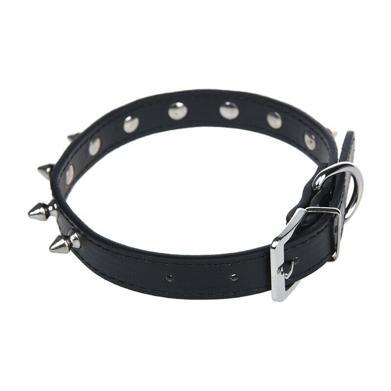 Dog Collars Studded Collar PU Leather Black Size M