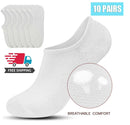 Unisex 10PAIRS 100% Cotton Boat Socks Low Cut Invisible Nonslip Ankle Socks USA