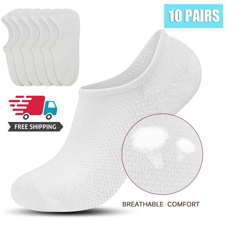 Unisex 10PAIRS 100% Cotton Boat Socks Low Cut Invisible Nonslip Ankle Socks USA