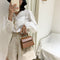 Women Mini Shoulder Bag Alligator PU Tote Chain Crossbody Pouch (Brown)