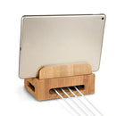 Mobile Phone Bracket Bamboo Wood Multi-Device Charging Station Organizer Of