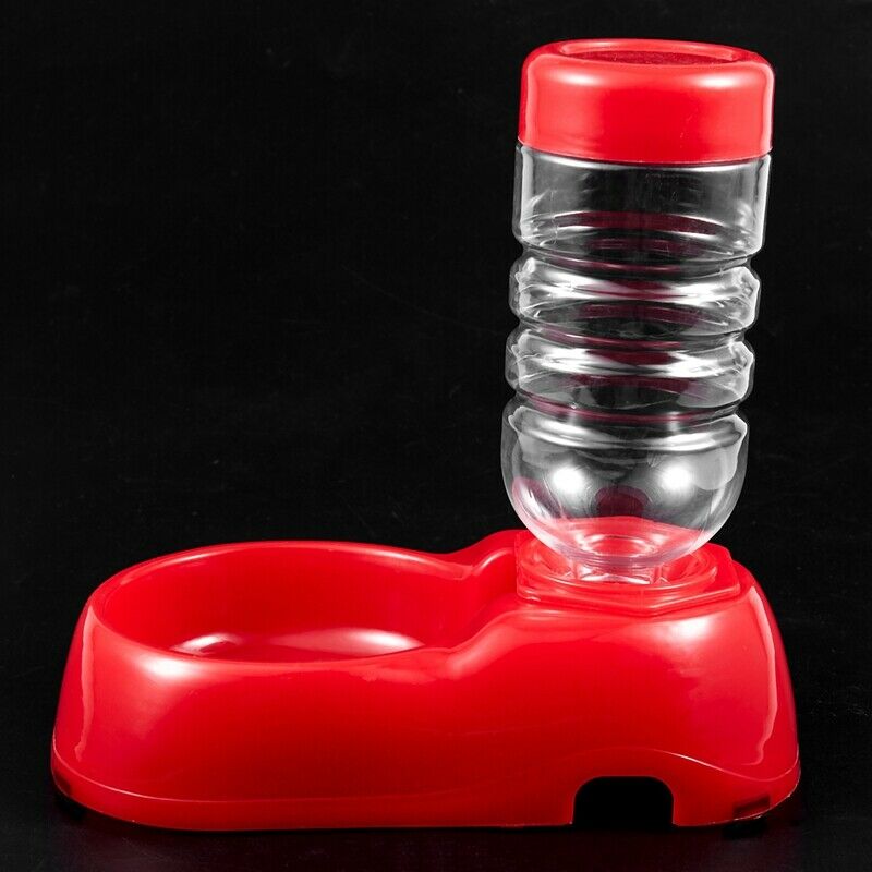 Pet Dog Cat Water Drinking Feeding Fountain Bottle Red A8Y9