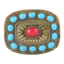 Men Women Turquoise Classic Boho Belt Buckle Western Cowboy Buckle Bronze