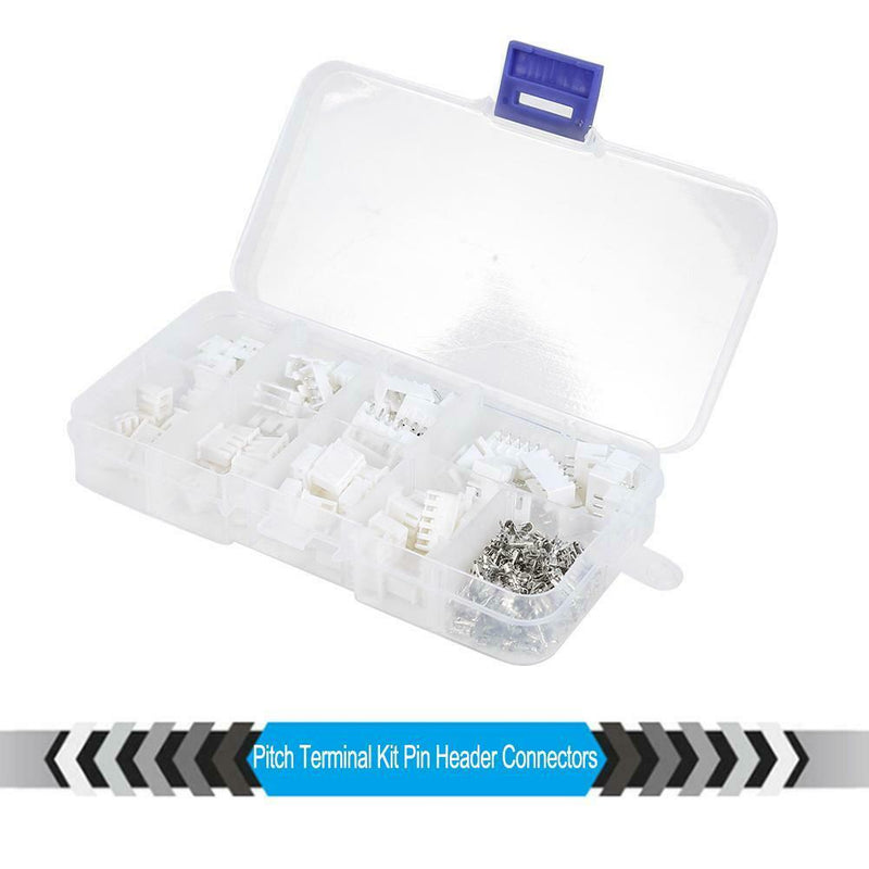 230pcs XH2.54 2p 3p 4p 5pin 2.54mm Pitch Terminal Kit Pin Header Connectors A