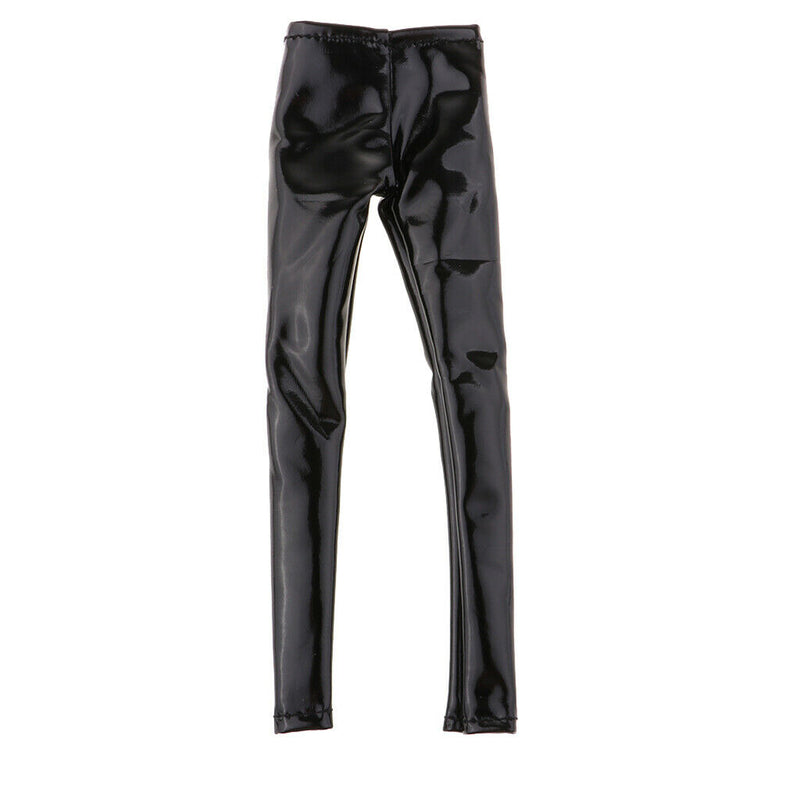 1:6 Scale Black PU Leather Pants Female Trousers Clothes for 12inch Action