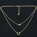 Single Letter U Piercing Flash Double Layer Alloy Necklace