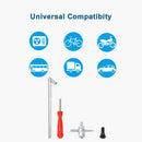 Stem Puller Installer Tool Include 6Pcs Tire Snap in Short Rubber Valve Ste
