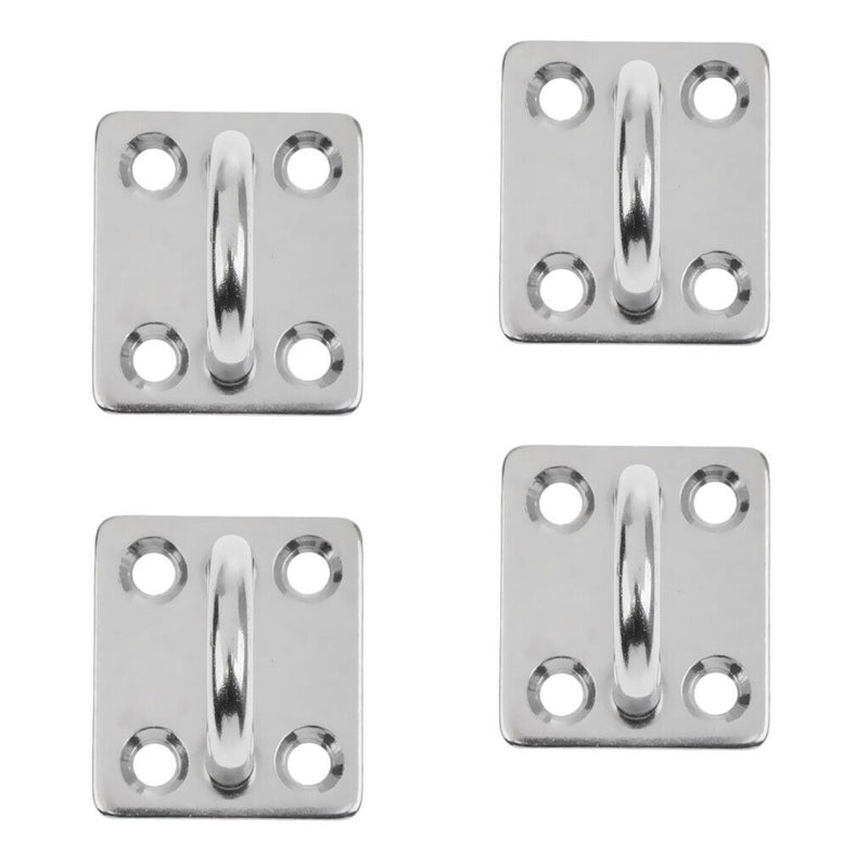 4pcs Heavy Duty Stainless Steel Square Plate Staple Ring Hook, Marine Boat