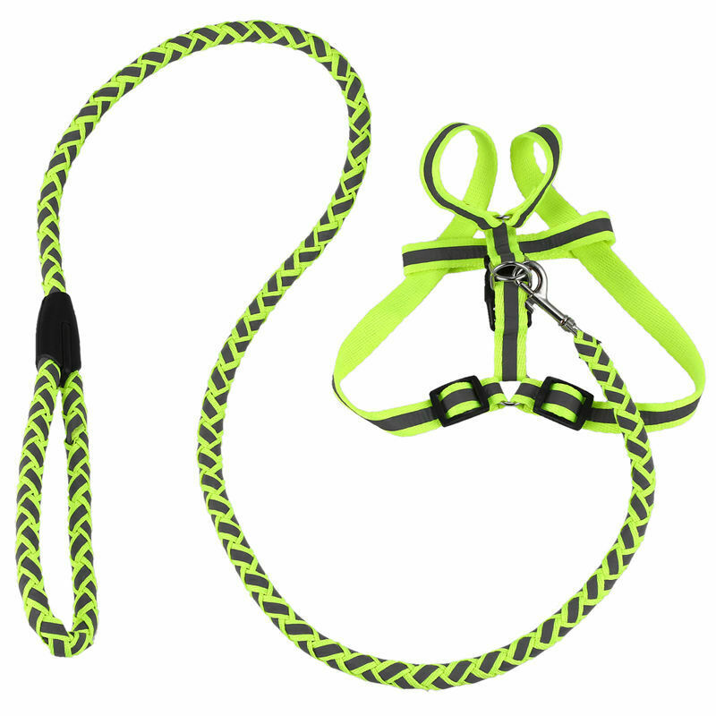 Night safety Strong Reflective Dog Leash Collar Pet Leads Belt Adjustable TrC2U7
