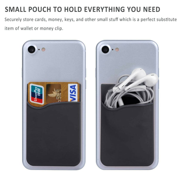 Adhesive Phone Wallet, [3 Pack] Ultra Thin Stick-on Silicone Credit Card Ho E4I1