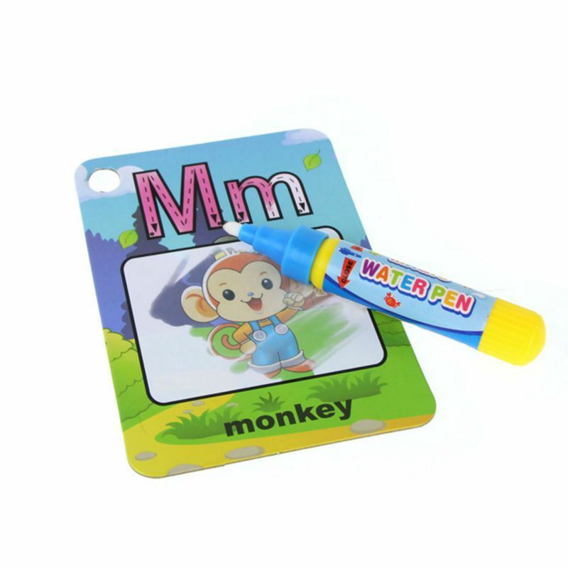 English Learning Card Magic Water Drawing Card with 2 Magic Pens Letter Card  Q5