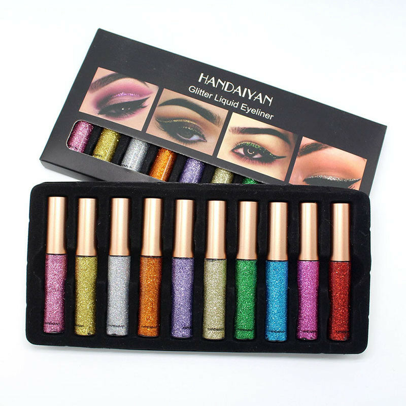 10pcs/set liquid glitter eyeshadow waterproof sequins eye liner shimmer shadowSP