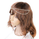Women Bridal Wedding Boho Beaded Crown Head Chain Headband Hair Piece Hairband