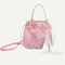 Flower Decor Drawstring Shoulder Bags Women Crossbody Tassel Bag (Pink)