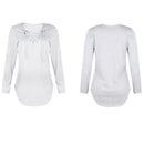Women Autumn Fashion V Neck Lace Up Long Sleeve Sweatshirt T Shirt Ladies C