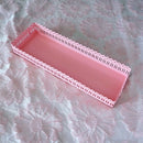 Sweetgo Pink Rectangle Cupcake Tray Hollow Out Race Edge Metal Stand Cake A