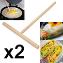 2X Wooden Rake Round Batter Pancake Crepe Spreaders Kitchen Tools DIY 15cm SP