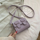 Hit Color Leather Crossbody Bags Women Small Shoulder Pouch (Light Purple)