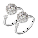 2-Pack Adjustable Rotating Ring  Open Flower Zircon Rings Party