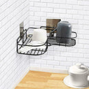Bathroom Kitchen Shower Caddy Shelf Triangular Wall Corner Rack Black Organ E3E1
